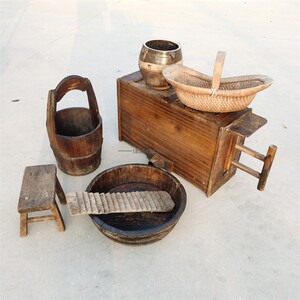 民俗老物件农村农耕旧农具独轮车风箱木犁耙木车怀旧复古装饰摆件