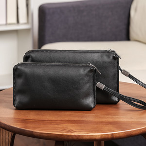 2022年新款男士真皮小手包复古休闲拉链手机包时尚潮流青年手拿包