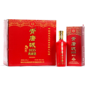 青唐城1035青稞酒 红商务43度清香型白酒 青稞纯粮酒500ml*6瓶装