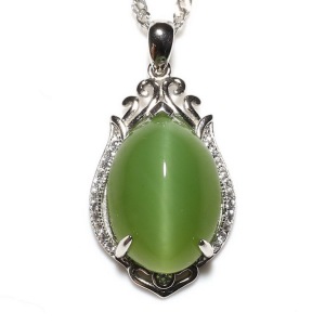 猫眼玉 台湾天然猫眼石项链吊坠猫眼效应强 天磨 gma 90 透青绿