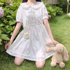 初恋小白裙夏季日系纯欲软妹可爱娃娃领连衣裙学生宽松少女a字裙
