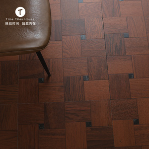 新中式红色木纹拼花瓷砖 仿木地板地板砖 酒店民宿房间地砖