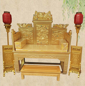 明清古典仿古皇后宝座龙椅描金雕凤皇帝贵妃椅中式底圈椅拍摄道具