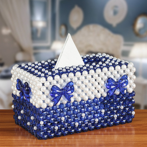 手工diy串珠蝴蝶结纸巾盒散珠材料包成人编织制作家居创意装饰品