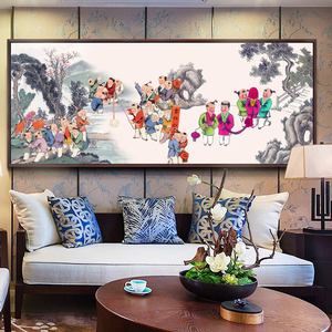 正品5d魔方钻石画百子千孙图十字绣人物中式客厅挂画新款圆钻满钻