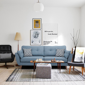 羽绒布艺沙发三人简约日式沙发北欧创意小户型客厅沙发组合可拆洗