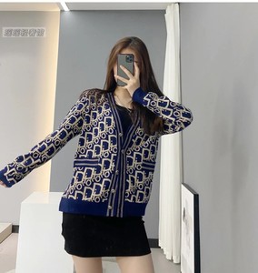 dior 迪奥 21fw新款 满印老花字母开衫上衣休闲针织衫女毛衣男