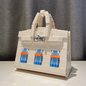 乐高积木moc蓝白房子铂金小众包包女孩情侣闺蜜生日礼物系列玩具