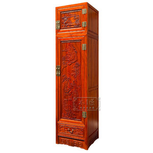 中式全实木单开门衣柜香樟木顶箱柜角柜小户型收纳储物立柜可定制