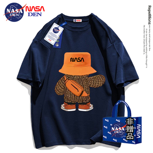 NASA联名夏季新款美式重磅纯棉短袖T恤男潮牌宽松百搭圆领五分袖