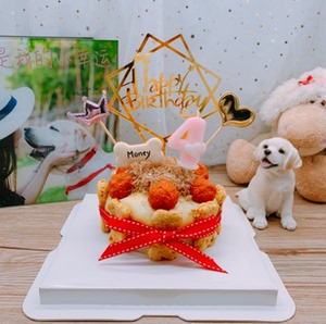 borni姐4寸圆形无色素泰迪生日蛋糕狗蛋糕玩具犬只限上海