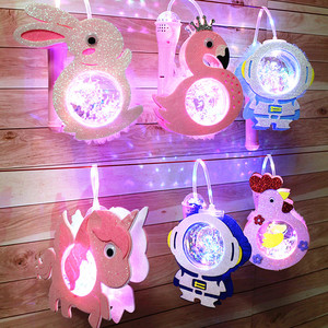 中秋节儿童手提卡通音乐灯笼幼儿园小玩具发光可爱新款兔子小花灯