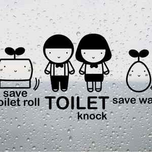 toilet 卡通可爱男女厕所标志卫生间浴室玻璃门装饰贴纸 雅风墙贴