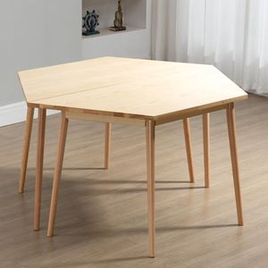 六边形餐桌养老院桌椅适老化实木餐厅家用休闲组装多人创意餐桌子