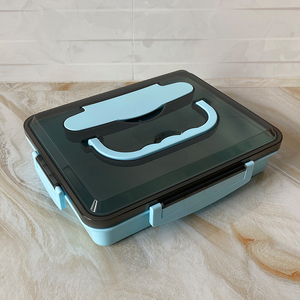 304不锈钢学生饭盒PP塑料外壳四五格餐盘适用底壳盖子底盒配件