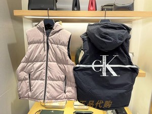 CK Jeans国内代购22秋冬新款女士双面穿印花拉链羽绒背心J219965