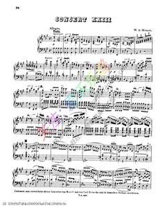mozart莫扎特a大调钢琴协奏曲 no23 k488  钢琴谱 原版 全三乐章