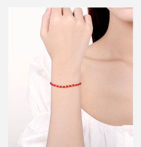 老凤祥黄金转运珠手链女简约本命年情侣红绳手绳编织 十全十美