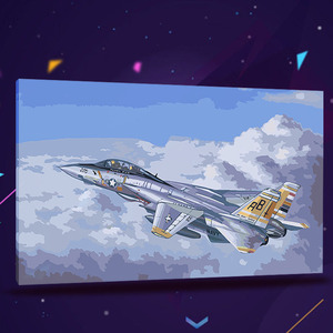 军事军迷飞机坦克战斗机航母装饰画填涂色礼物军舰数字油画diy