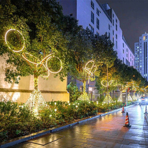 led发光环树上装饰灯挂树上的彩灯圆圈灯户外树木亮化灯工程防水