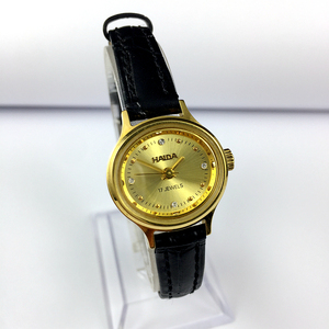 原装库存 上海 海达牌椭圆形黄壳黄面手动机械女士表 直径24毫米