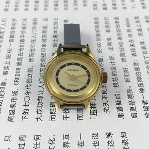 原装库存青岛手表厂金锚牌椭圆形黄壳黄面女士机械手表直径24毫米