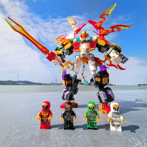 神兽金刚乐高积木机器人机甲可直接变形动物6拼装玩具男孩8一12岁