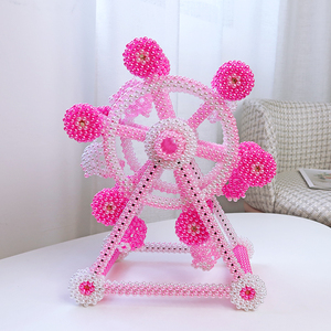 成品手工串珠珍珠摩天轮工艺品儿童礼物玩具书桌摆件大号模型摆饰