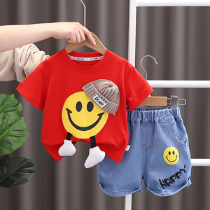 婴儿衣服夏季韩版卡通超萌可爱短袖T恤套装分体1-2-3岁男宝宝夏装