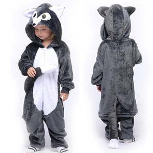 278十岁男孩睡衣连体可爱珊瑚绒秋冬款薄大灰狼衣服儿童演出服cos