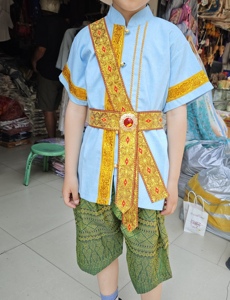 云南西双版纳傣族成人男童装葫芦丝泼水节泰国棉混纺布