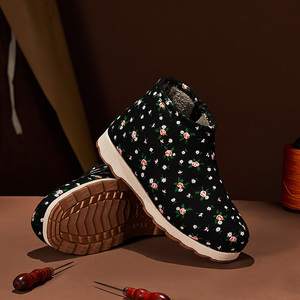 东北大花棉鞋超厚农村老棉鞋保暖老太太过冬男士手工冬季防滑