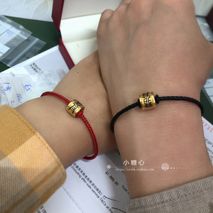 香港周大福专柜999足金手链 發字转运珠情侣款男女黄金串珠手串