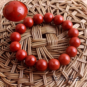 天然红竹石影子石手链 苦情痣断掌纹川字掌男士手串