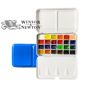 温莎牛顿24色水彩画颜料分装初学入门便携式固体写生套装歌文水彩