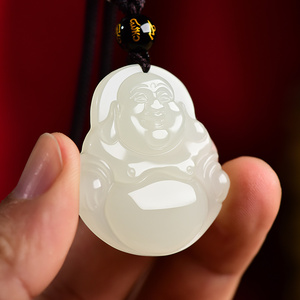 和田玉大肚佛弥勒佛玉坠玉佛吊坠女白玉笑佛玉石玉佩项链玉吊坠a