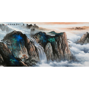 刘海粟名家字画国画手绘水墨山水画四尺横幅客厅古玩收藏赠画册7