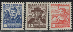 奥地利邮票 1934年 普通邮票 奥地利民间服饰 3枚新ost19 DD