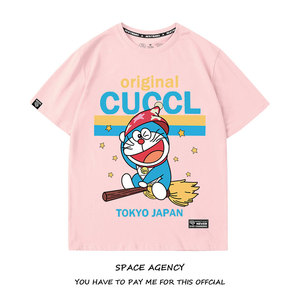 小叮当机器猫哆啦a梦卡通动漫画趣味可爱甜美纯棉男女古驰短袖t恤