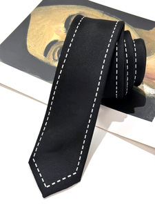 黑色领带设计感小众简约白色虚线时尚百搭细窄版手打女5cm个性潮