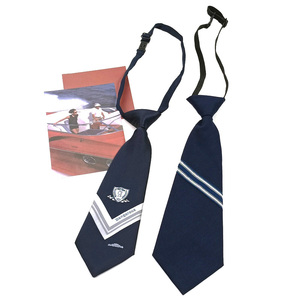 买二送一定位条纹小领带女短款免打可调节提花英文刺绣学院风休闲