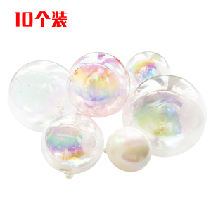塑料透明球 电镀幻彩许愿球水晶球 生日蛋糕装饰烘焙摆件 10个装