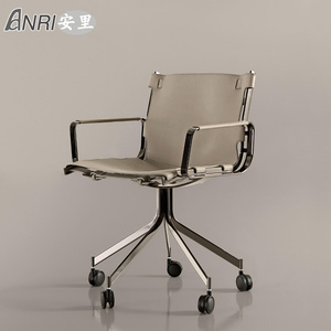 北欧轻奢不锈钢皮质办公室书椅创意设计师休闲固定扶手电脑椅定制