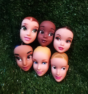 正散货6分女孩玩具嘟嘟嘴迪士尼公主换装娃娃头光头植发改妆包邮