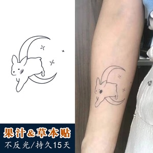 【一份2张】草本纹身贴半永久果汁防水持久少女仿真兔子月亮手臂