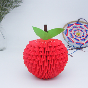 中小学生手工制作课作业半成品插纸平安果苹果三角插折纸材料包