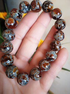 阜新红油水草玛瑙手串,老坑料收藏版