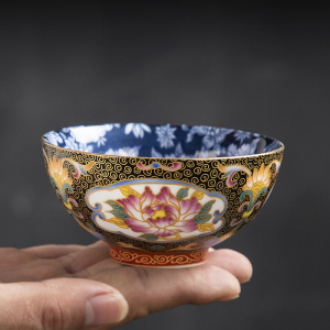 描金珐琅彩小碗米饭碗家用单个中式宫廷风碗圆形汤碗汤碗陶瓷餐具