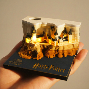 哈利波特3D立体纸雕便签纸本霍格沃兹城堡日本网红便利贴建筑礼物