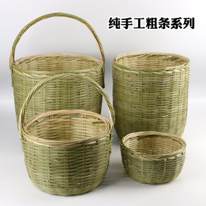 鸡蛋竹篮农家竹篮子买菜篮子竹筐竹编簸箕水果篮带盖竹篮竹篓米箩
